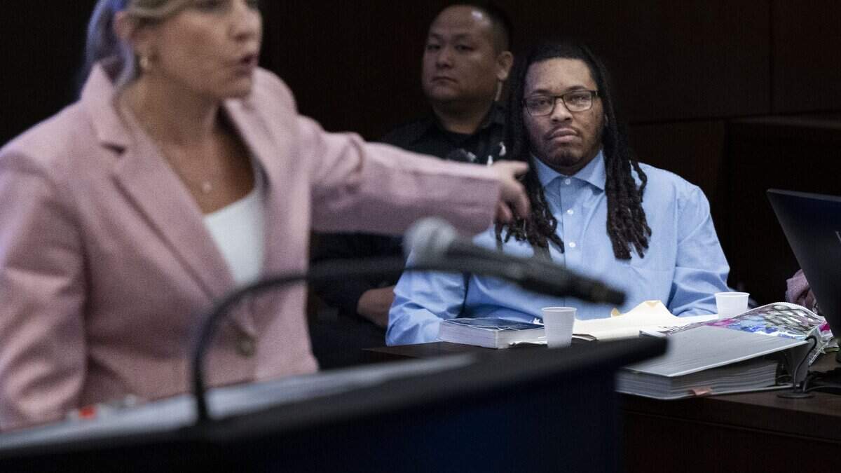 Sacramento prosecutor Megan Eixenberger points to K Street mass shooting defendant Dandrae Martin as she makes her closing arguments in Sacramento Superior Court on Tuesday, June 23, 2026.