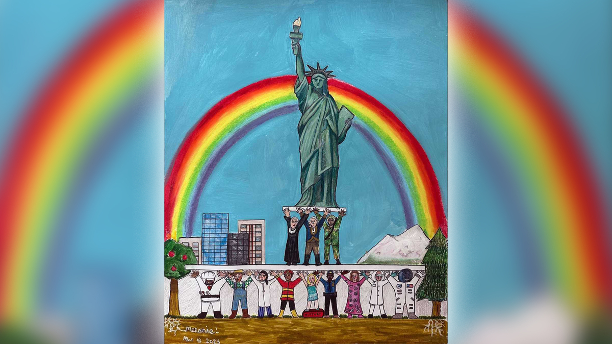 The composition that Rancho Cordova fourth-grader Mélanie Golé submitted to the “America’s Field Trip” contest, representing what America means to her. She was announced as one of 75 first-place winners from across the country on Wednesday.