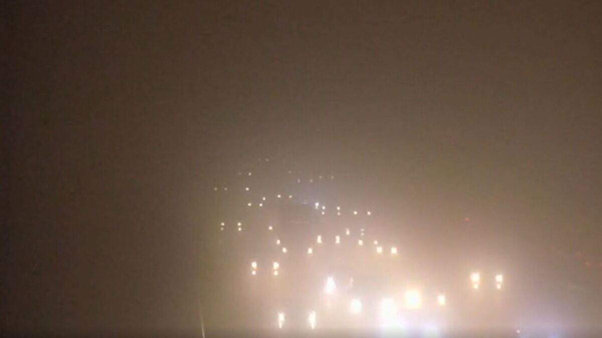 Fog is seen at about 6:30 a.m. Monday, Dec. 23, 2019, on Highway 50 near Mayhew Road between Sacramento and Rancho Cordova.