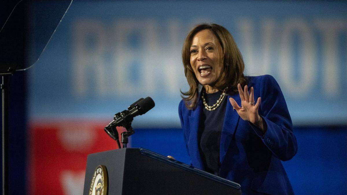 Democratic presidential candidate Vice President Kamala Harris speaks during a campaign stop at the Reno Events Center on Thursday, Oct. 31, 2024.