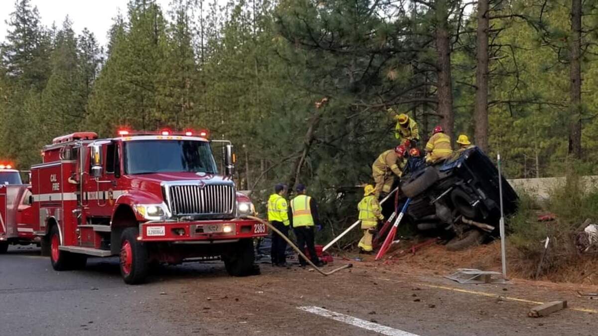 One passenger died and three other occupants had to be extricated and flown to Sutter Roseville Medical Center after a solo-vehicle crash at the Gold Run rest stop along Interstate 80 on Wednesday, Dec. 30, 2020.