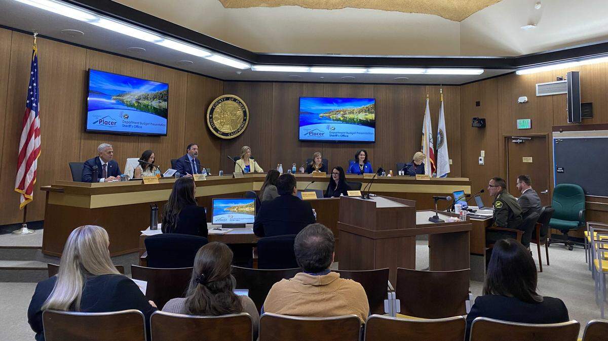 The Placer County Board of Supervisors listen to a staff report during an April 29, 2025 meeting.