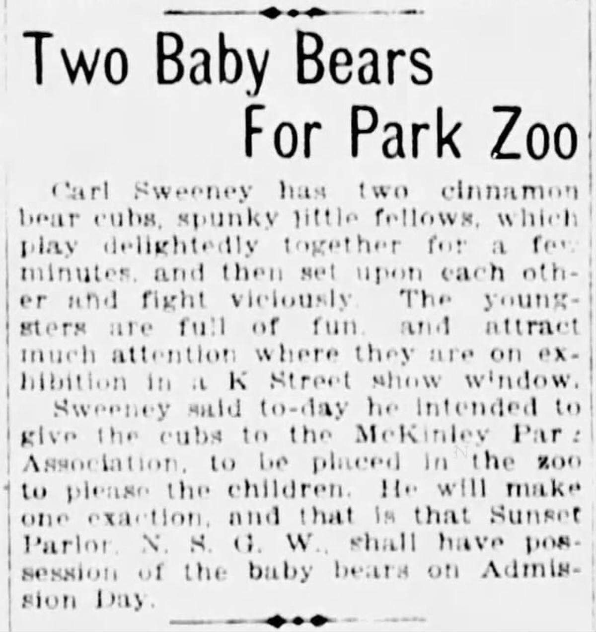 A story in the May 20, 1905, edition of The Sacramento Bee, highlights the earliest talks about zoos in Sacramento.