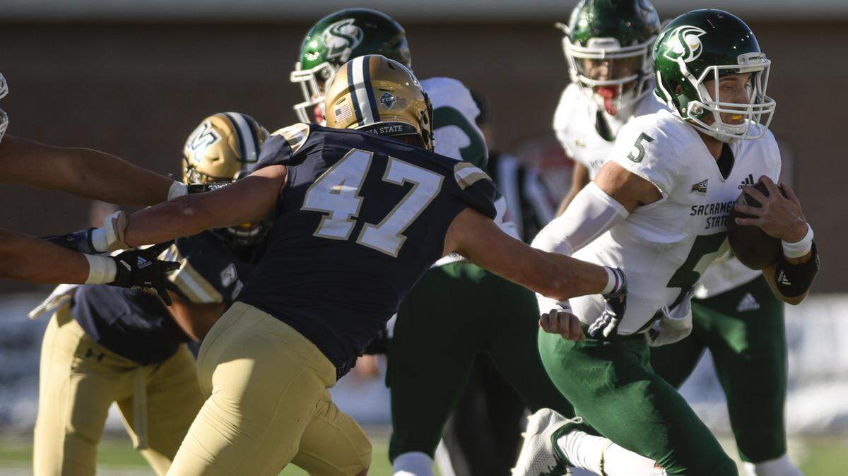 Quarterback Kevin Thomson, right, helped Sacramento State run away from FCS No. 6 Montana State on Saturday in Bozeman, Montana.