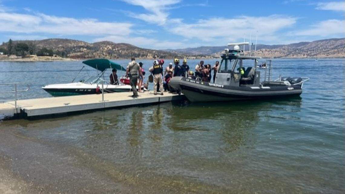 A man nearly lost his hand after he fell off a boat and was struck by the propeller on a California lake, reports said.