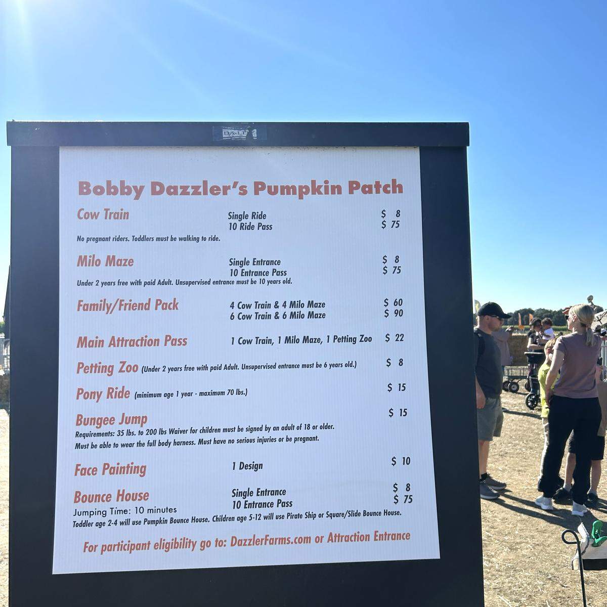 Family-friendly attractions at Bobby Dazzler’s Pumpkin Patch in Woodland include a petting zoo, bounce house and pony rides.