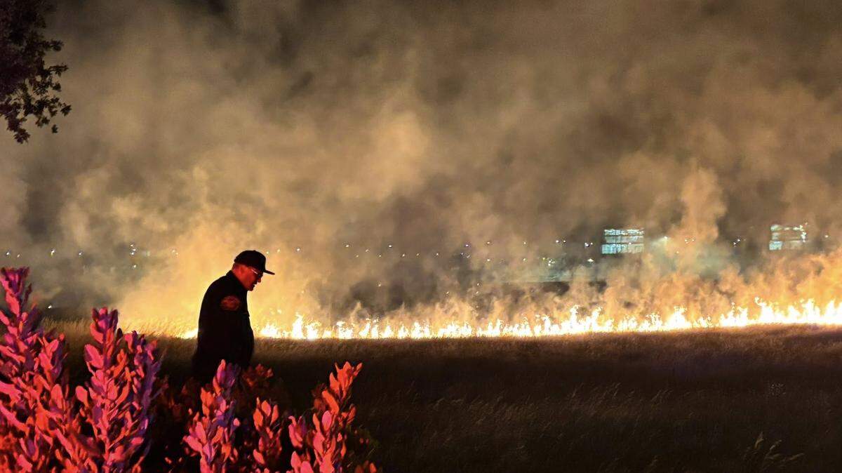 The Roseville Fire Department responded to a 10-acre vegetation fire Friday night in a field next to West Park High School.