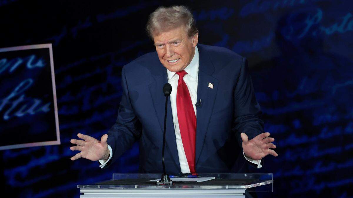 Former President and Republican presidential candidate Donald Trump speaks during a presidential debate with Vice President and Democratic presidential candidate Kamala Harris at the National Constitution Center in Philadelphia on Tuesday, Sept. 10, 2024. 