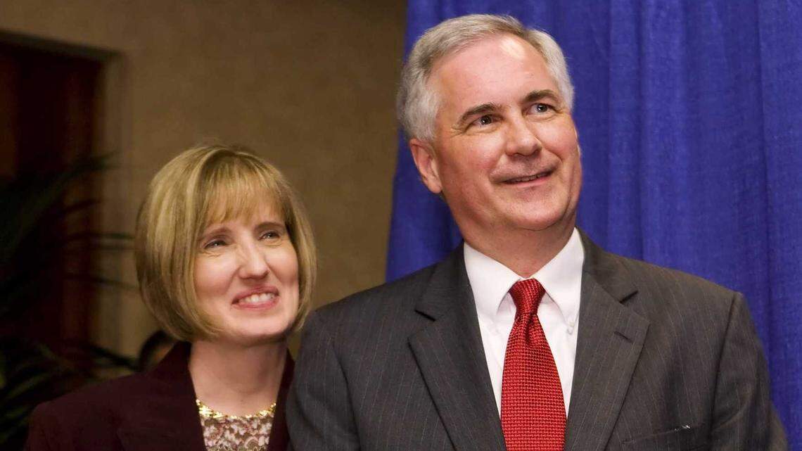 Rep. Tom McClintock is seen with his wife, Lori, at an election night party in 2008. Lori McClintock died in December from what the Coroner’s Office said was complications from ingesting white mulberry leaf.