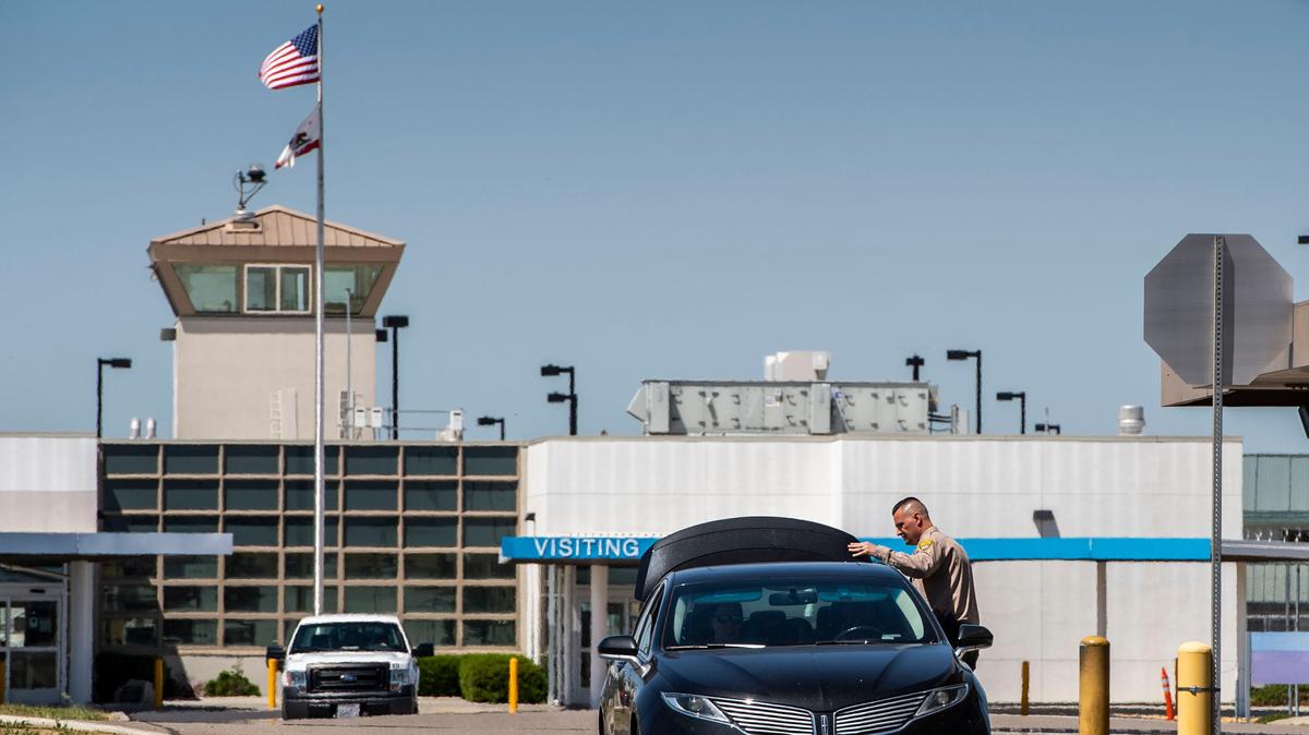 A car is inspected as it leaves the California Health Care Facility, a prison hospital in south Stockton, that houses about 2,600 inmates. Photographed Thursday, May 2, 2019. A patient at the prison died from Legionnaires’ disease in 2018, and the inmates at the facility and two nearby youth correctional centers remain on bottled water while the water system is treated.