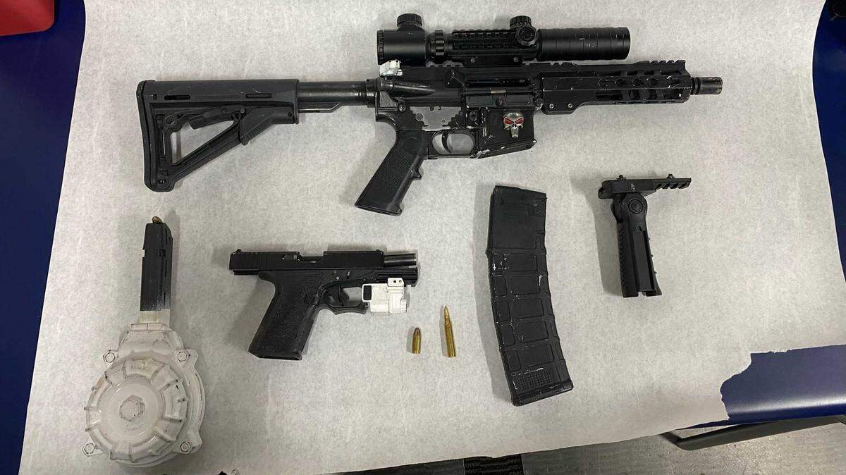 Investigators on Tuesday Dec. 13, 2022, found a loaded short-barrel assault rifle with a 40-round magazine and a loaded semi-automatic pistol with drum magazine after a standoff with authorities at a home in the 700 block of Lupine Way in Winters, California.