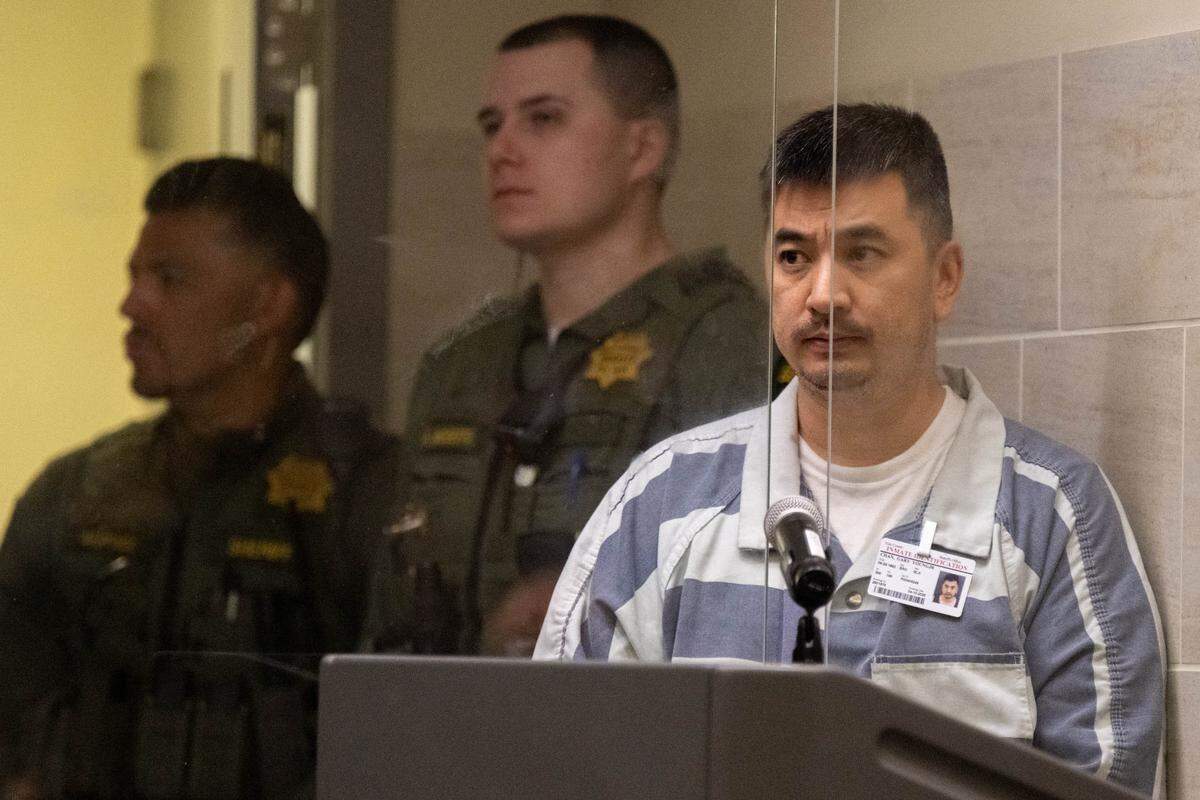 Gary Chan, who held the federal licenses for fireworks connected to Devastating Pyrotechnics, appears in Yolo Superior Court in Woodland on Tuesday, April 14, 2026. His arraignment on seven counts of murder and other charges related to the Esparto fireworks explosion has been rescheduled to Thursday.