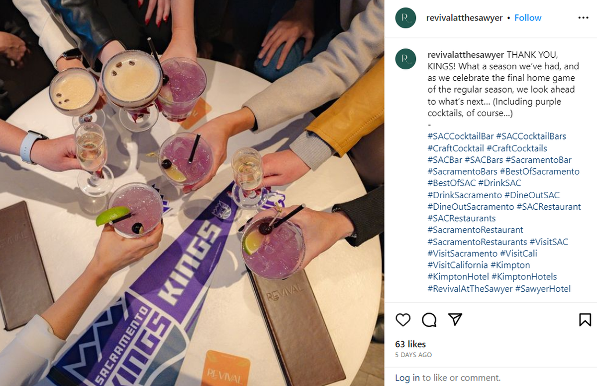 Instagram post of cocktails at Revival.