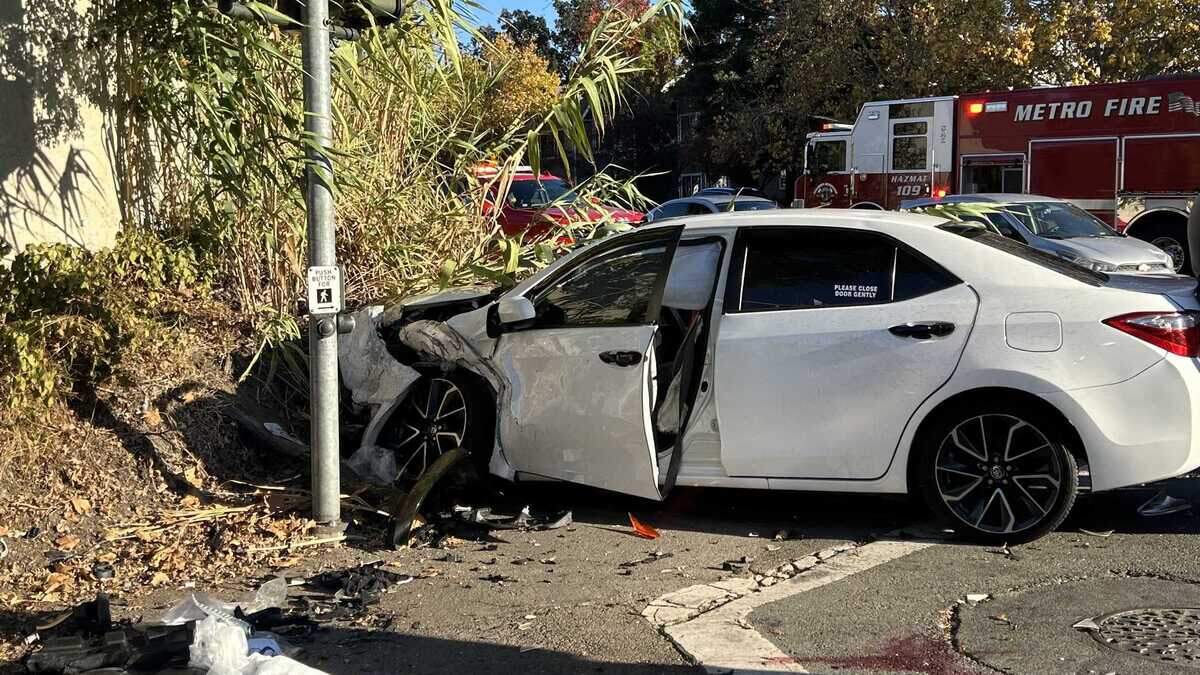 Sacramento Metropolitan Fire District crews responded to a three-vehicle crash at Cypress and Walnut avenues in Carmichael on Thursday, Nov. 23, 2023. Nine people were injured including two children who were taken to hospitals with critical injuries.