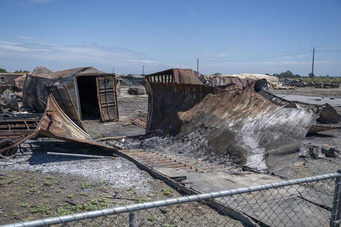 Debris from the Devastating Pyrotechnics explosion site in Esparto on July 21.
