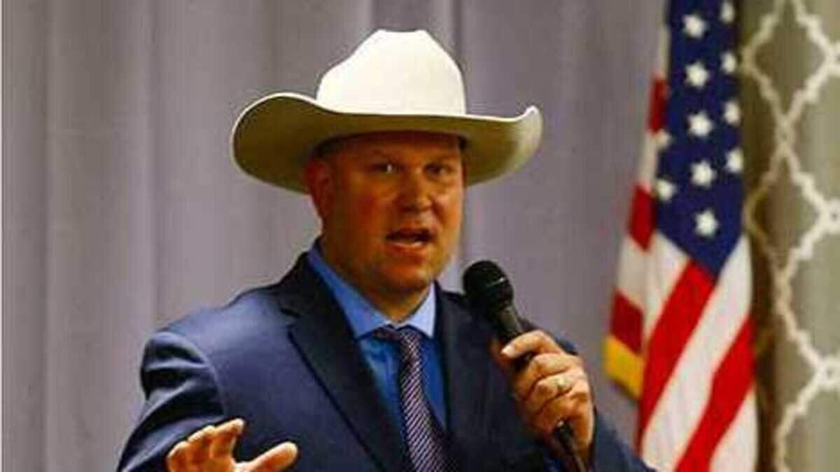 Ryan Gillaspie, a candidate for Amador County Sheriff, is pictured above in campaign photos at a candidate forum in April 2022. The former sheriff’s sergeant was fired from his job in September 2022 after accidentally firing a Taser that injured a 12-year-old boy and failing to report the incident.