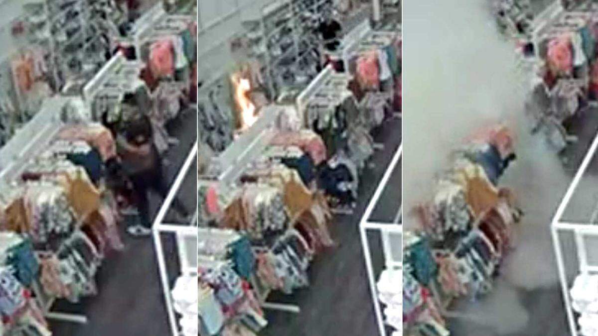 Images taken from surveillance video show a person lighting a fire in a section of the Target store on Fulton Avenue and Alta Arden Expressway. Fire investigators say the blaze was intentionally set by two suspects who stole two shopping carts full of merchandise while Target employees worked to extinguish the blaze.