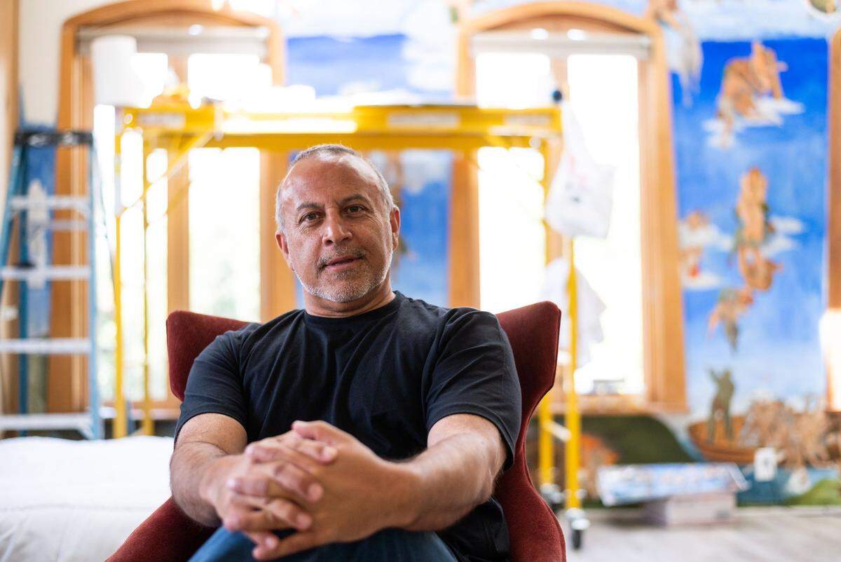 Veteran Republican political consultant Mike Madrid sits in his midtown Sacramento home in April 2021. Madrid wants to see California Republicans shift their political philosophy away from former President Donald Trump.