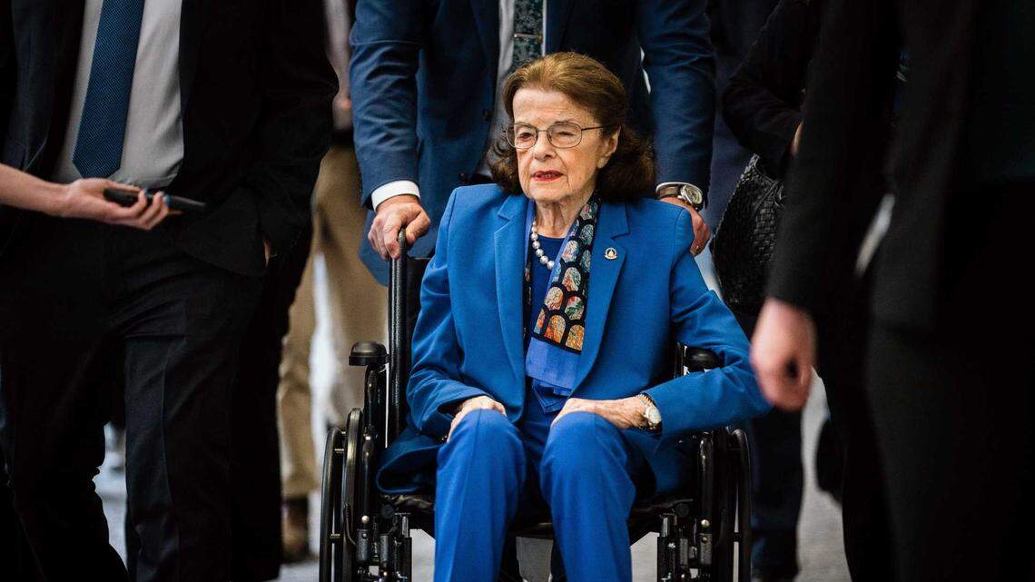 California Sen. Dianne Feinstein departs a Senate Judiciary Committee hearing in May after returning to Capitol Hill from an extended absence. The 90-year-old Democrat had voted on the Senate floor the day before her death.