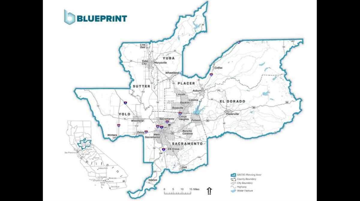 The Sacramento Area Council of Government is in charge of making regional plans for Sacramento, Placer, Yolo, El Dorado, Yuba and Sutter counties.