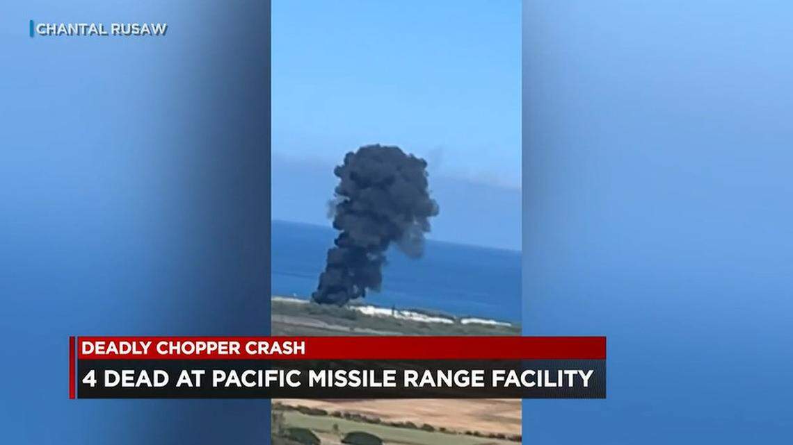 Children on a field trip to a Hawaii missile range were among onlookers who saw a fatal helicopter crash at the facility.