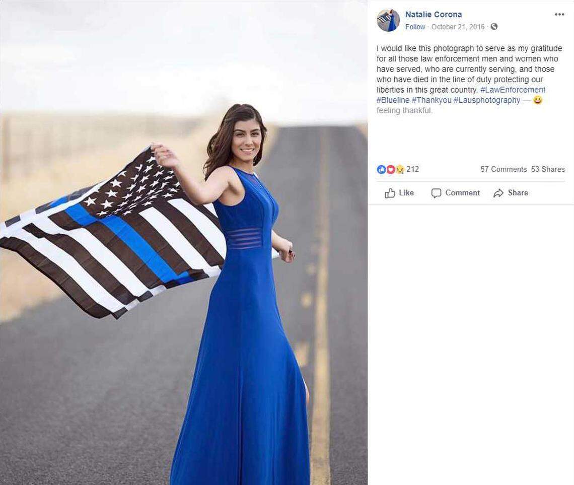 A Facebook post shows Natalie Corona in 2016. The Davis police officer was shot and killed Thursday, Jan. 10, 2019.
