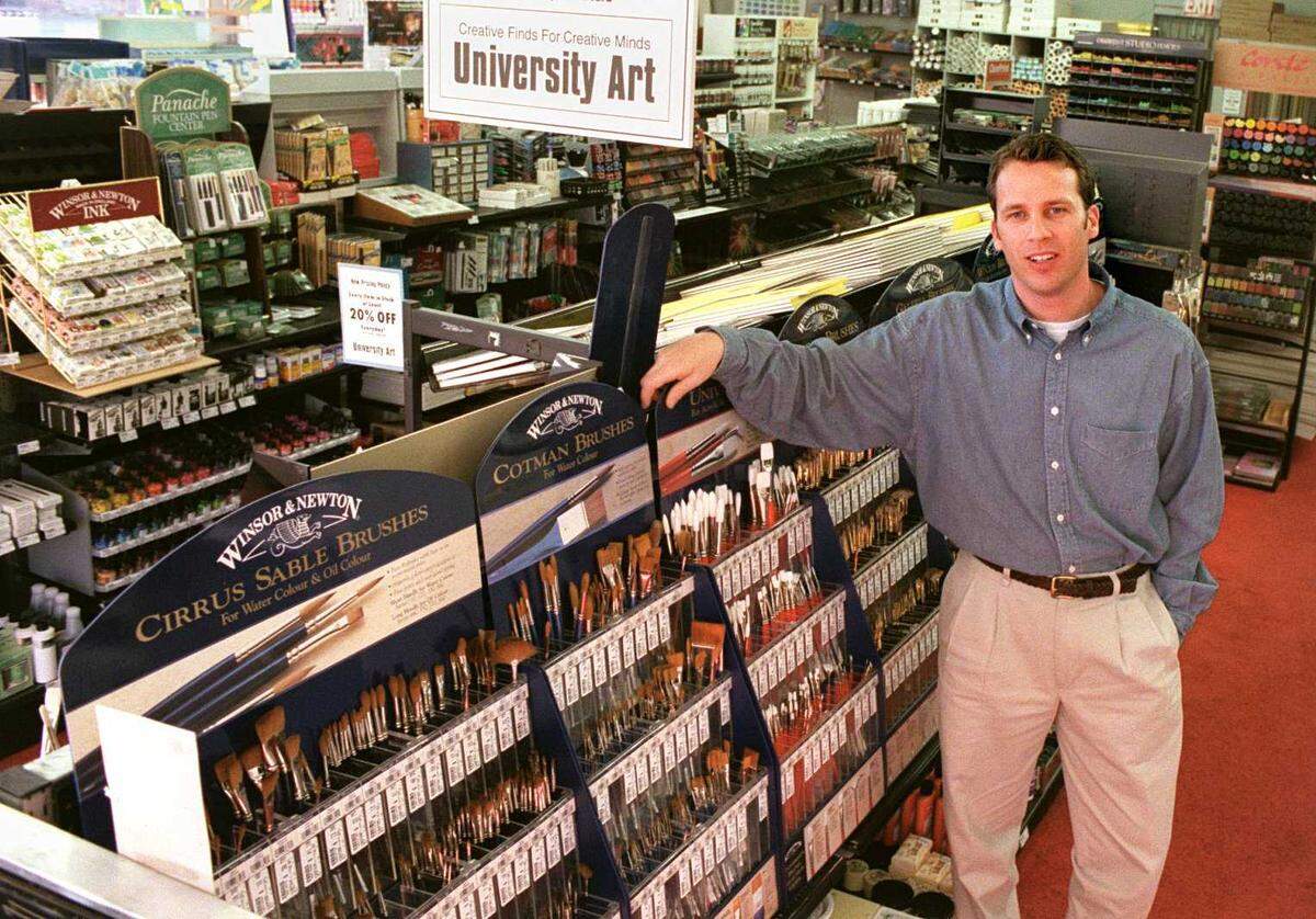 David Saalsaa, who managed University Art for two decades, is seen at the J Street art store in 1998 after the company took over from Taylor’s Art Store. The owners of University Arts, based in the Bay Area, are selling its buildings and closing the store after more than 25 years in midtown Sacramento.