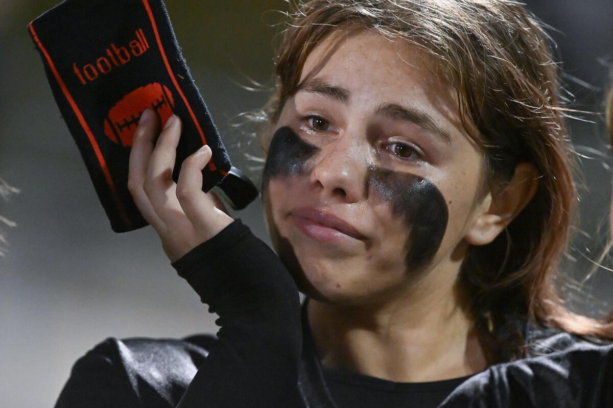The Woodcreek Timberwolves’ Faye Lopez (50) shows emotion after losing the CIF Sac-Joaquin Division I flag football championship against the Del Oro Golden Eagles on Saturday.