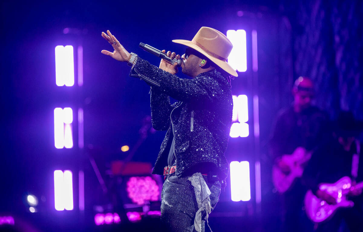 Country singer-songwriter&nbsp;Jimmie Allen sings to the crowd while performing at Golden 1 Center in Sacramento on Tuesday night. 