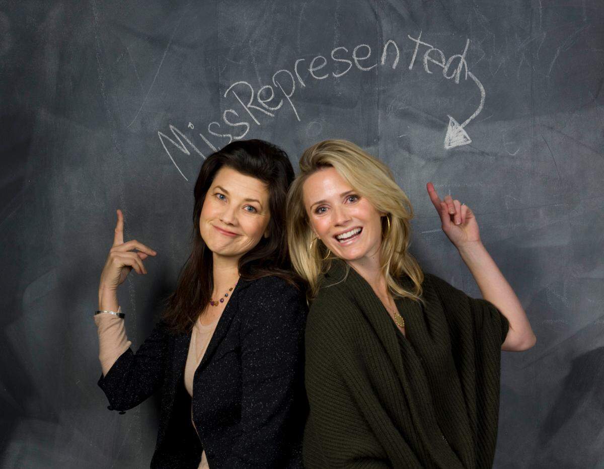 In this photo taken Saturday, Jan. 22, 2011, Daphne Zuniga, left, and director Jennifer Siebel Newsom, from the film “Miss Representation,” pose for a portrait in the Fender Music Lodge during the 2011 Sundance Film Festival in Park City, Utah.