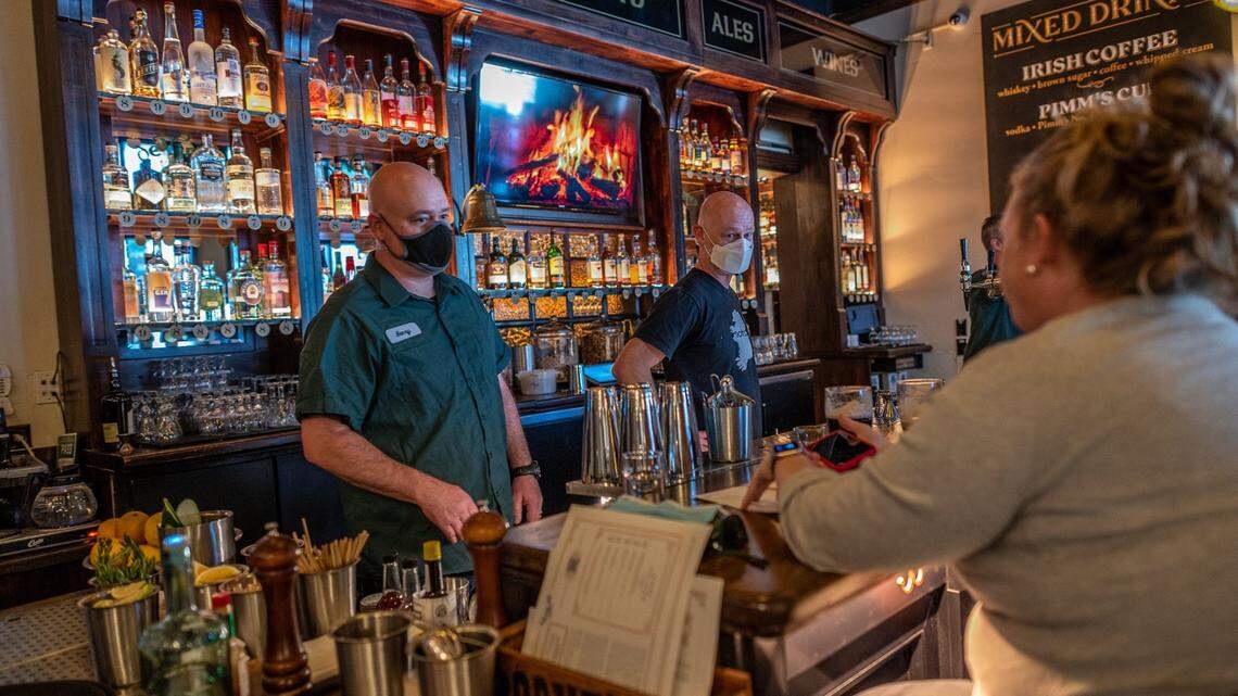 We had a good run, said Henry de Vere White, left, alongside his brother Simon de Vere White, right, co-owner of de Vere’s Irish Pub, in Sacramento on Tuesday, Sept. 28, 2021. The pub closed after suffering losses from the pandemic, Its a business choice to do this, as heartbreaking as it is, he said.
