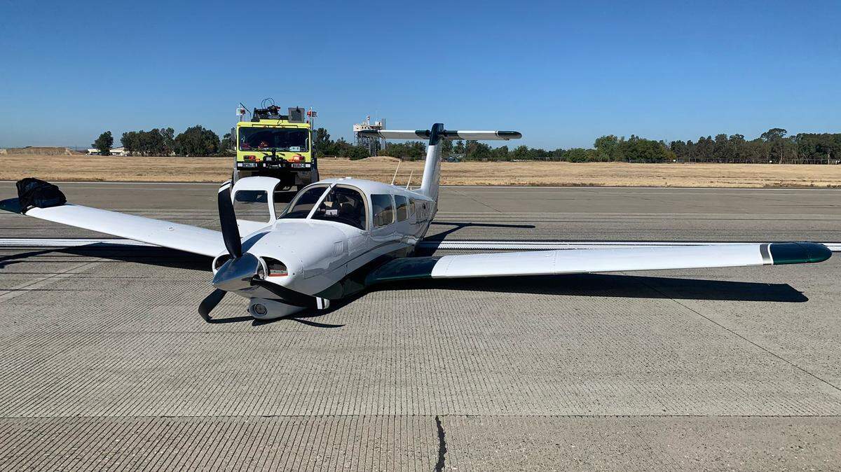 A Piper PA-28 single-engine plane landed without gear after losing power upon takeoff from McClellan Airfield on Tuesday, Aug. 23, 2022, in Sacramento County. No one was hurt, authorities said.