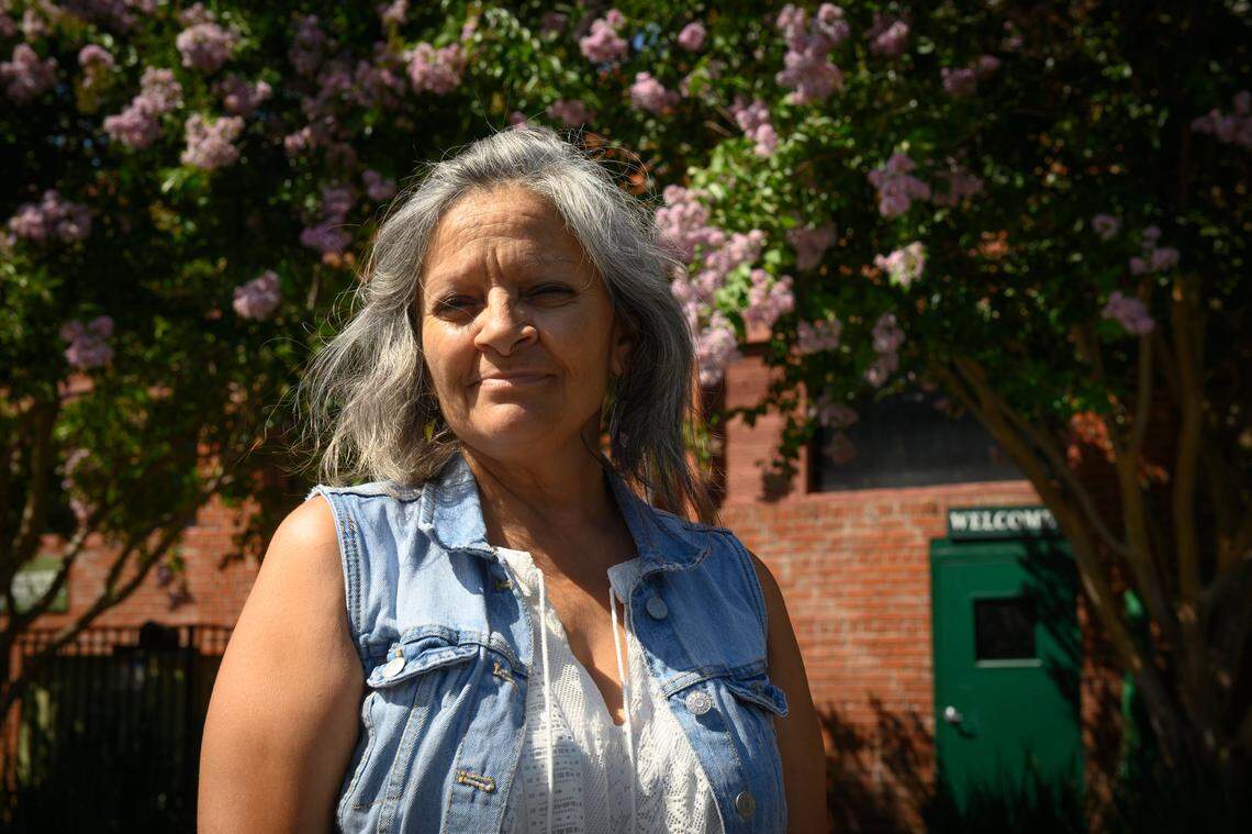 Gloria Pizaña, 54, is pictured outside Sister Nora’s Place, a long-term homeless shelter for women with a history of trauma, serious mental and physical illness, on Tuesday, July 30, 2019, in Sacramento.