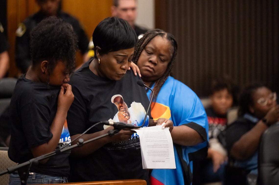 Rose Bryant gives a victim’s statement to the court about the murder of her son, James Roseman, during the sentencing hearing of his killer, Joseph Paul DeMarco, on Friday in Sacramento Superior Court. DeMarco was given life in prison without the possibility of parole for the killing of Roseman, which was determined to be a hate crime.