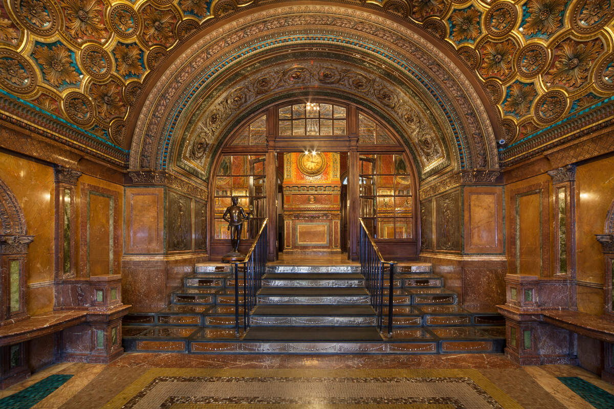 The ornate Osborne Apartments lobby where Jessica Chastain’s unit is located.