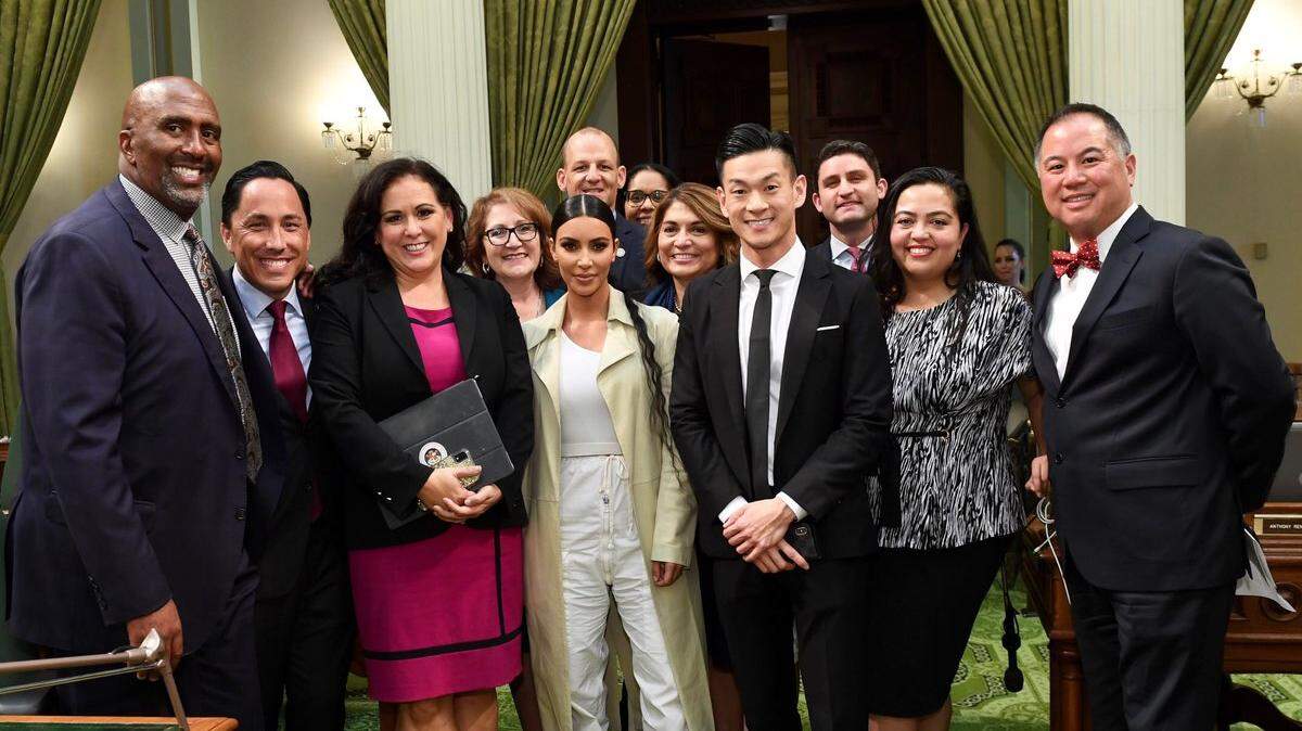 Kim Kardashian West came to the California Capitol on Monday to lobby on behalf of a bill to restore voting rights to convicted felons.
