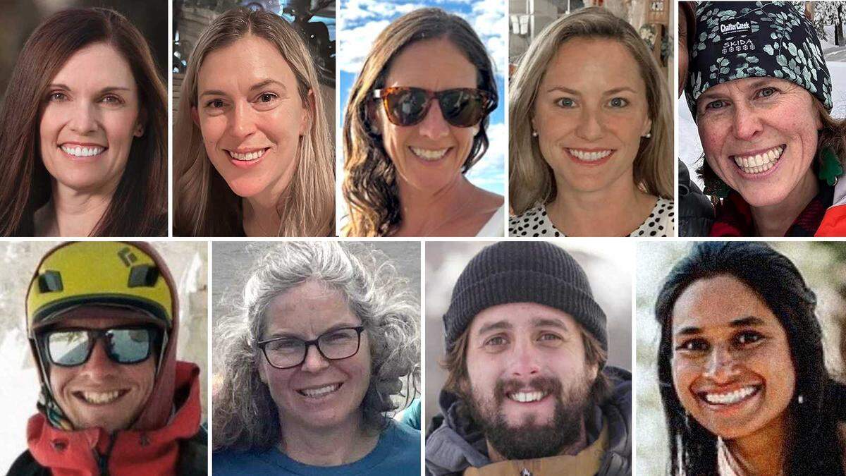 Authorities identified the nine people who died in the Castle Peak avalanche Tuesday, Feb. 17, 2026, in Nevada County. Top row, from left: Carrie Atkin, Danielle Keatley, Kate Morse, Katherine Vitt and Caroline Sekar. Bottom row, from left: Michael Henry, Lizabeth Clabaugh, Andrew Alissandratos and Nicole Choo.