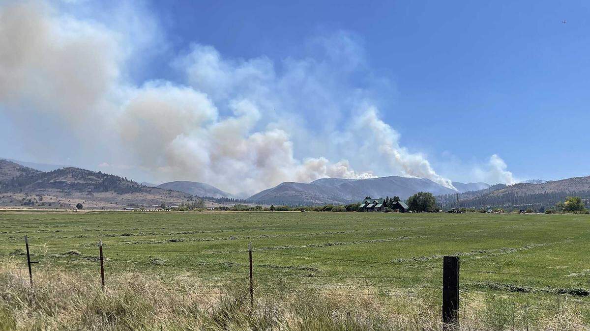 The Bear Fire is seen from Highway 49 burning in Sierra County on Tuesday, Sept. 3, 2024. The wildfire has charred 3,000 acres and forced the evacuation of more than 200 homes in the Sierra Brooks area south of Loyalton.