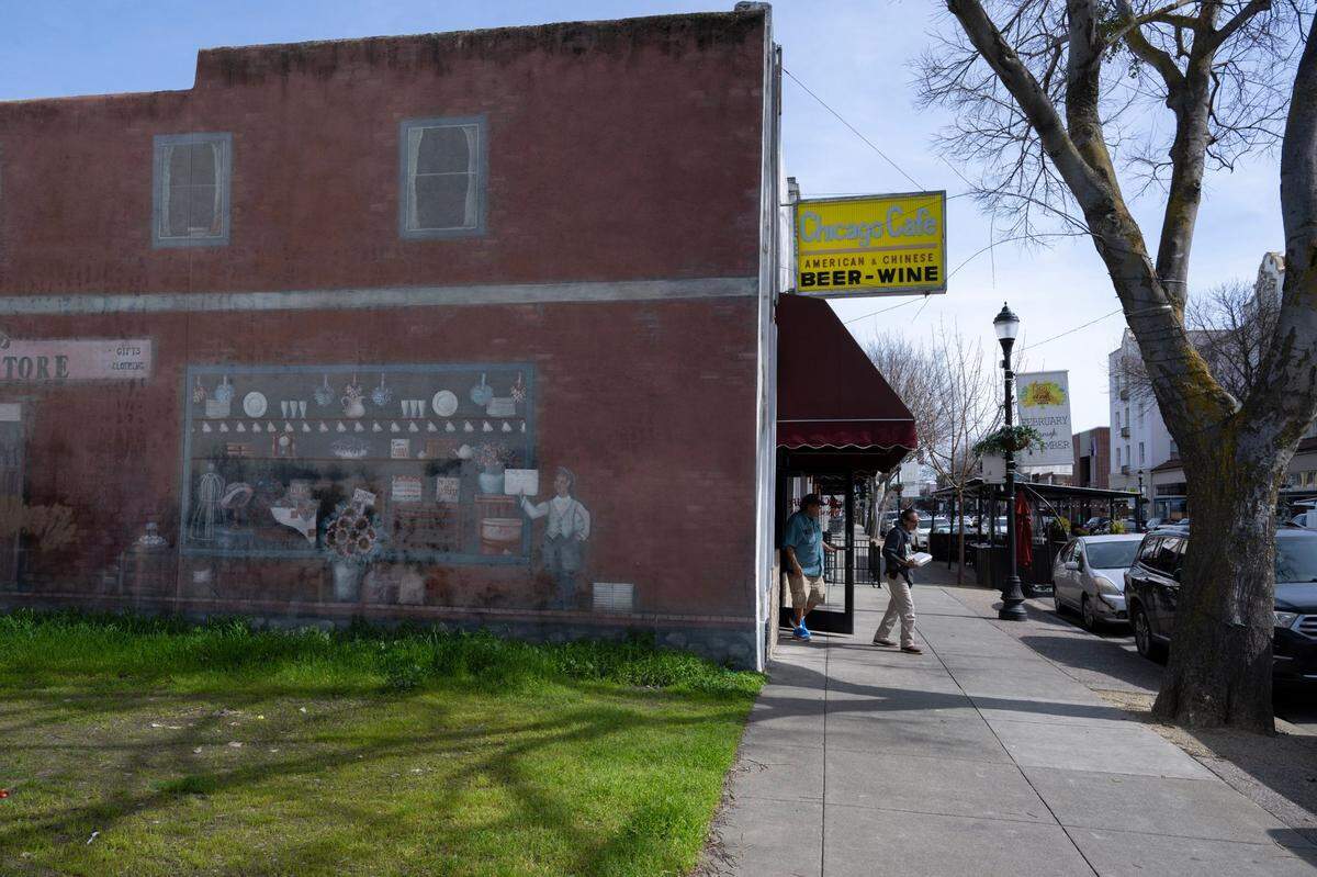 Customers leave the Chicago Cafe at 411 Main St. in Woodland.