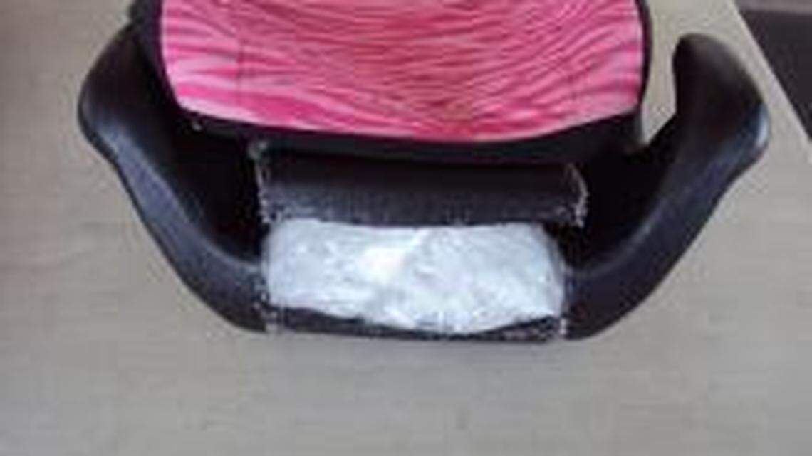 Border agents found methamphetamine worth an estimated $60,000 hidden inside three child booster seats in Southern California, federal officials say.
