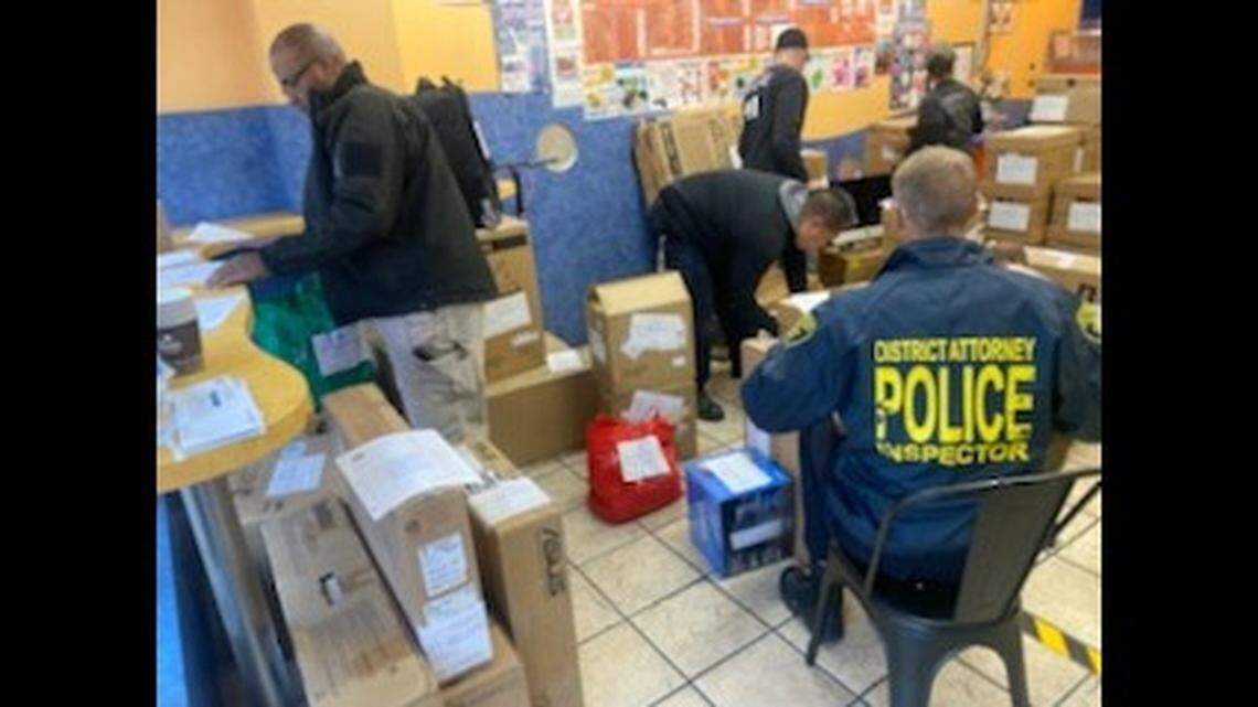 Investigators search a Quickly Boba in San Francisco, accused of serving as the hub of an international fencing operation for electronics stolen in auto burglaries, California officials say.