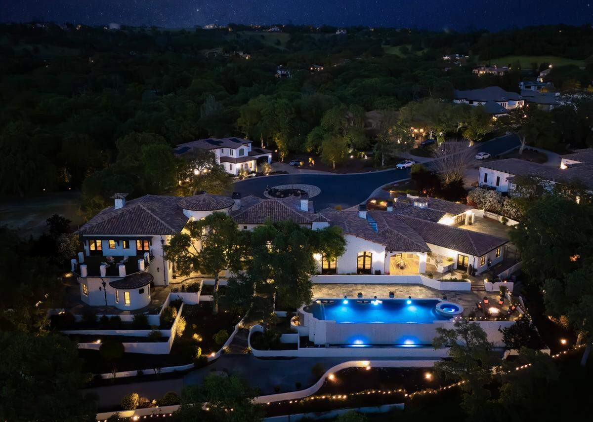The captivating home spans 8,429 square feet on one acre in Lincoln, California.