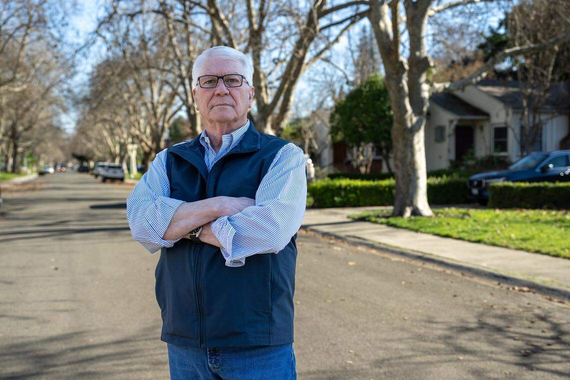 Former Sacramento police detective John Cabrera, the original investigator in the unsolved 1991 homicides of the Jacobs family – Jennifer Jacobs, 9; her mother, Marcy Jacobs, 31; and her adoptive father, Michael Jacobs, 33 – stands at the location on Robertson Way in Sacramento earlier this month.
