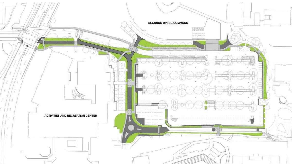 UC Davis will reconfigure Parking Lot 25 at the Activities and Recreation Center to separate vehicle, bicycle and pedestrian traffic, as shown in this project schematic.