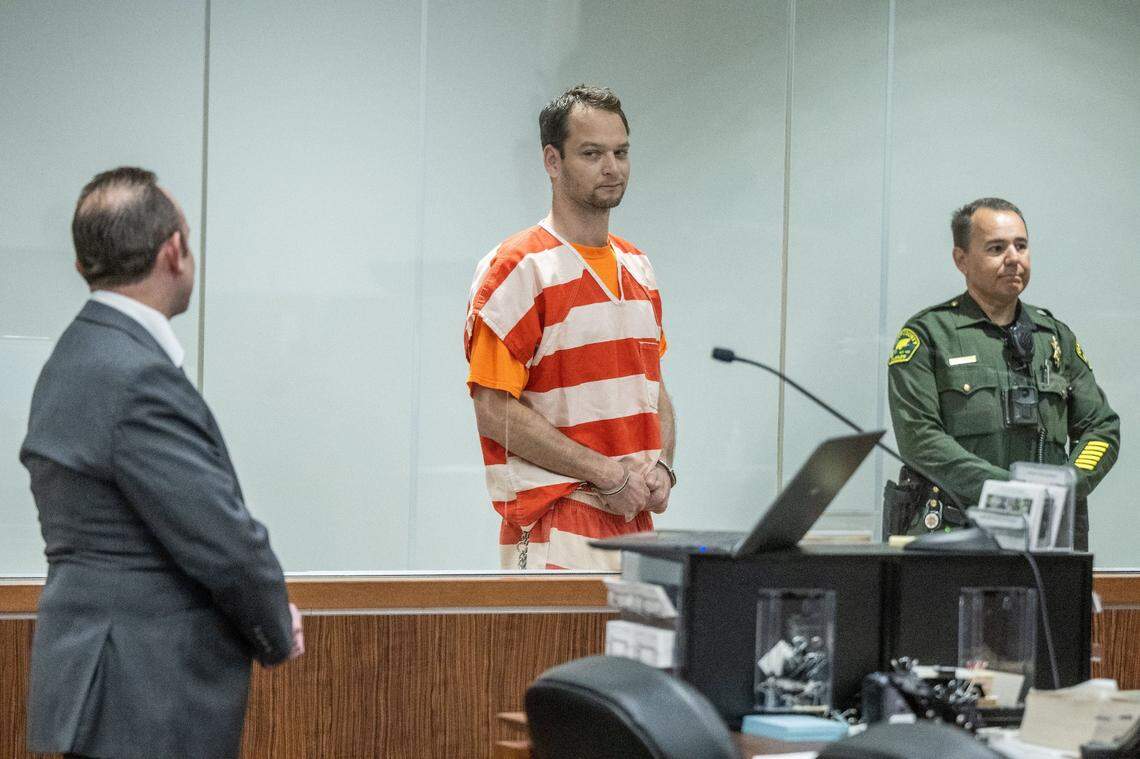 Eric James Abril appears for his arraignment on April 18 in Placer Superior Court. He is accused of shooting a California Highway Patrol officer and two hostages during a standoff April 6 at Mahany Park in Roseville. On Sunday, July 9, Abril escaped custody at Sutter Roseville Medical Center.