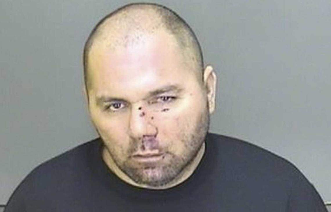 David Mora, 39, who is also identified as David Fidel Mora-Rojas, is seen in a booking photo from the Merced County Sheriff’s Office after he was arrested Feb. 23, 2022. On Monday, Mora gunned down his three daughters and a chaperone before turning the gun on himself inside The Church in Sacramento.