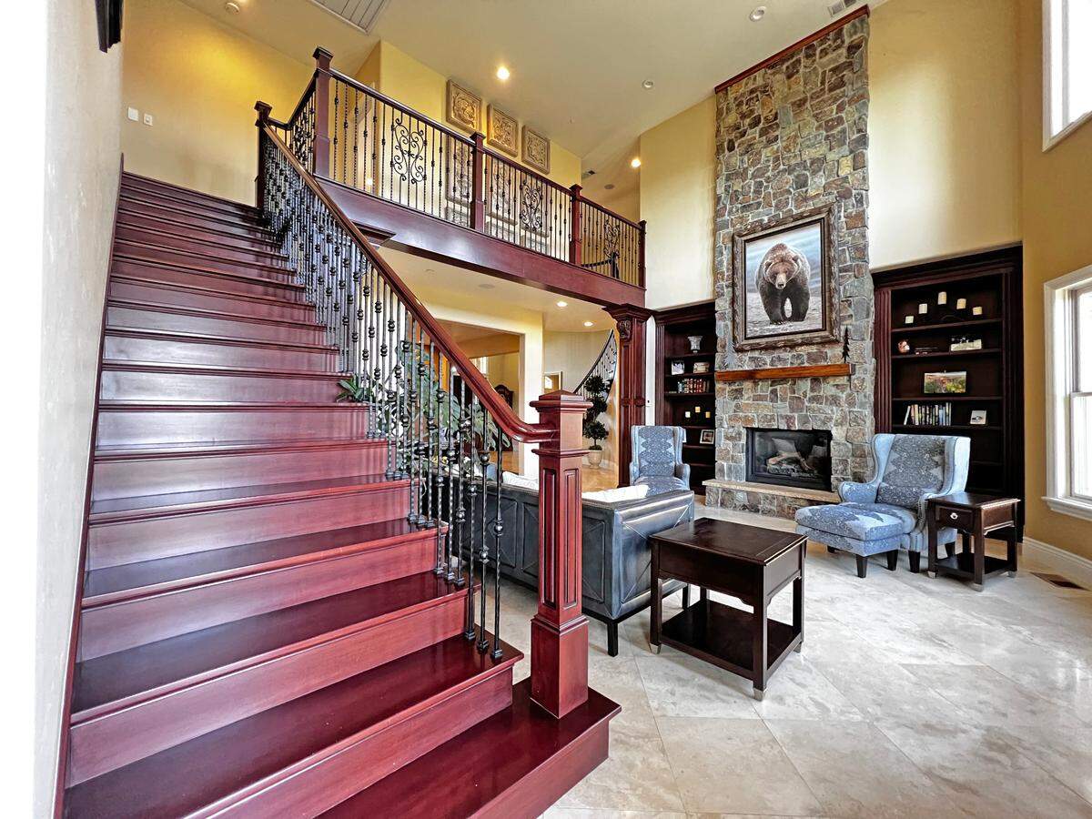 The custom-built home in the Sierra foothills is three levels.