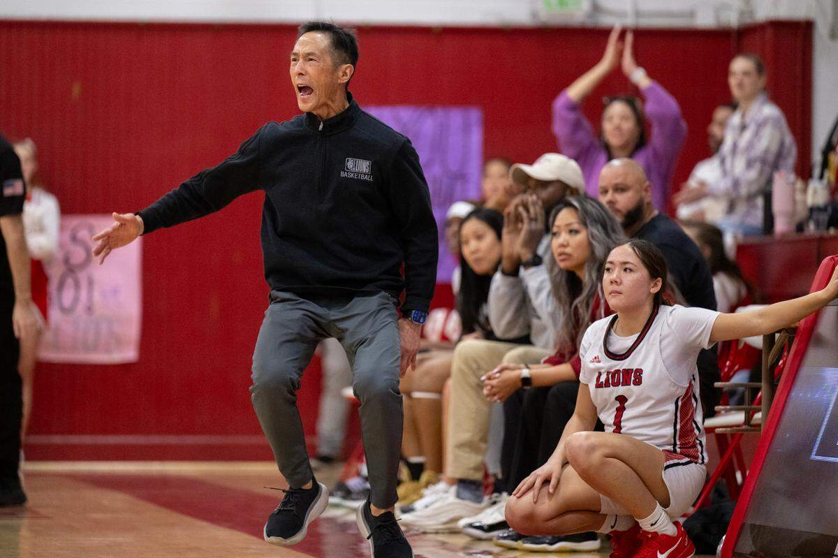 McClatchy Lions coach Jeff Ota shouts instructions during a Sac-Joaquin Section Division I playoff game in February. 