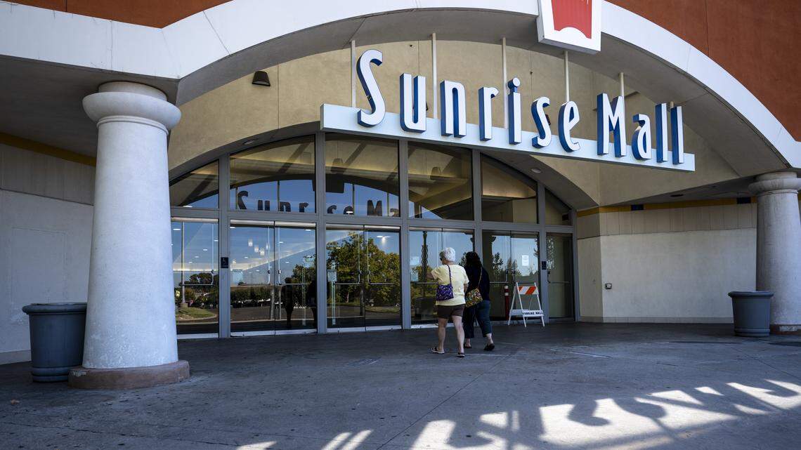 Shoppers enter Sunrise Mall in Citrus Heights on Tuesday, Sept. 16, 2025.