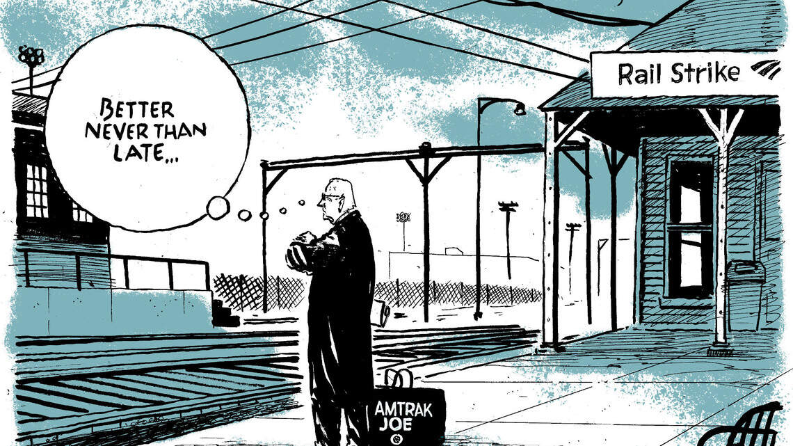 Jack Ohman: Amtrak Joe’s train strike...